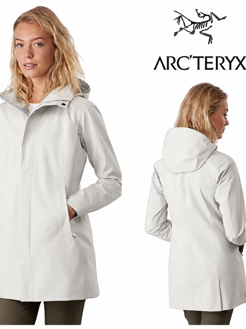 Arc’teryx Codetta GORE-TEX Hooded Rain Coat In Off White Size XS